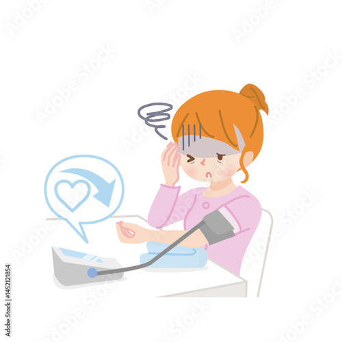 血圧を測る若い女性_低血圧