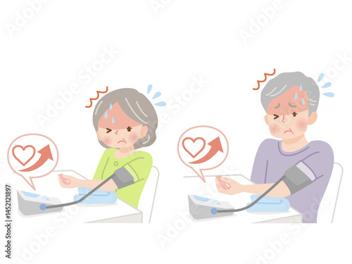 血圧を測るシニア夫婦_高血圧