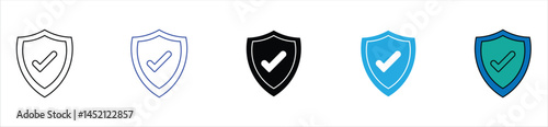 shield check mark icon set. shield security icon. shield protection icon. guarded, safe, protected icon for app, ui and website. vector illustration on transparent background 