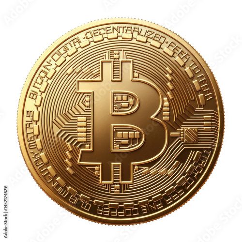 Wallpaper Mural Golden Bitcoin Coin: Cryptocurrency Digital Currency Finance Investment Wealth Blockchain Technology on transparent background Torontodigital.ca