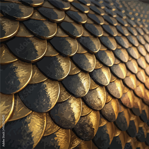 Wallpaper Mural Closeup of Dark and Golden Metallic Scales Texture
 Torontodigital.ca