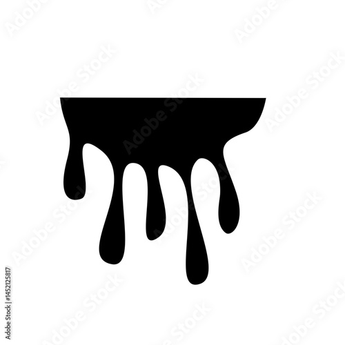 Black dripping oil stain, liquid drop or paint ink vector silhouette