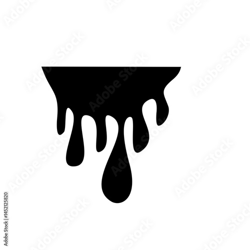 Black dripping oil stain, liquid drop or paint ink vector silhouette