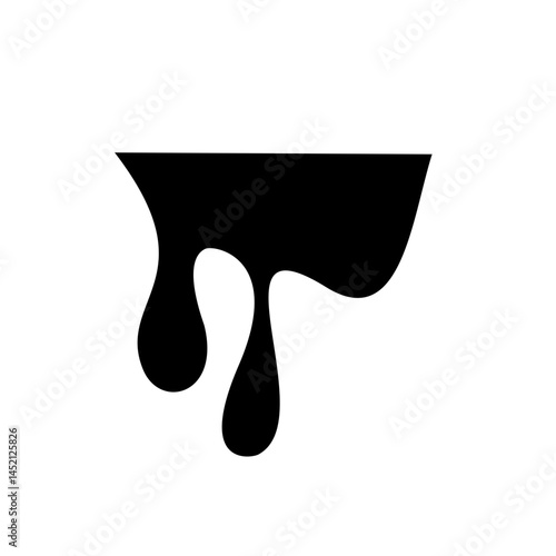 Black dripping oil stain, liquid drop or paint ink vector silhouette