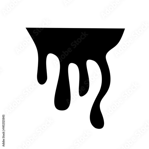 Black dripping oil stain, liquid drop or paint ink vector silhouette