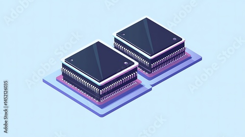 Dual CPU isometric illustration.