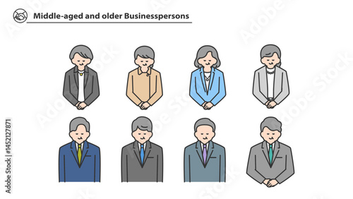 お辞儀をするビジネスパーソン　セット