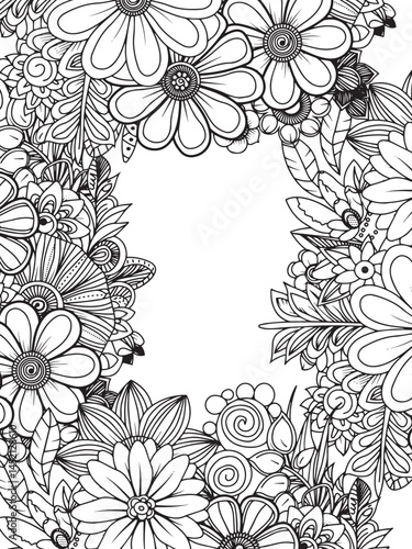 Floral Zentangle Artwork for Coloring