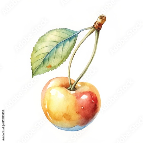Wallpaper Mural Watercolor cherry with green leaf for summer fruit theme design with copy space Torontodigital.ca