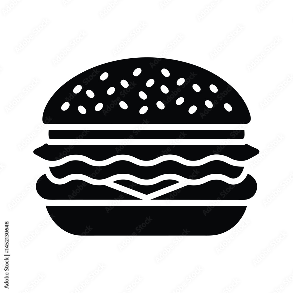 Burger Sandwich Stencil Icon Silhouette Vector Illustration Burger Sandwich Stencil Icon Silhouette Vector Illustration