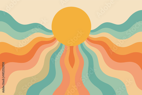 Retro Sunburst Psychedelic 70s Vintage Wave Art Design
