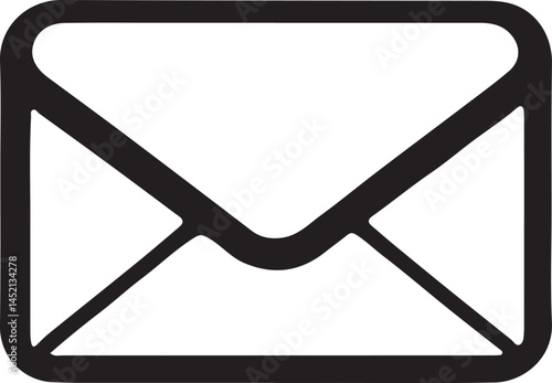 Single Email Envelope Icon Black and White Vector EPS Illustration