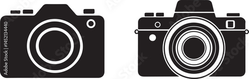Camera Icons DSLR and Compact Camera Vector Graphics