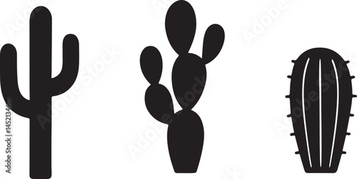 Minimalist Cactus Silhouettes Vector EPS Graphics for Design Projects