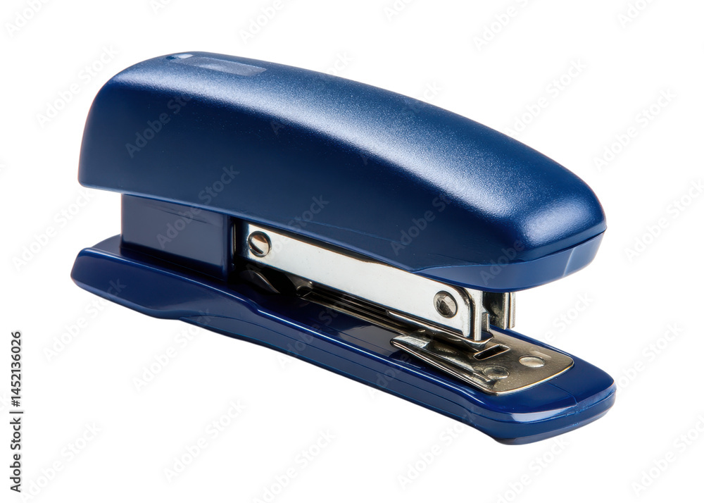 Close up of a blue office stapler isolated on transparent background, concept of office supplies, work, and business. Close up of a blue office stapler isolated on transparent background, concept of office supplies, work, and business.