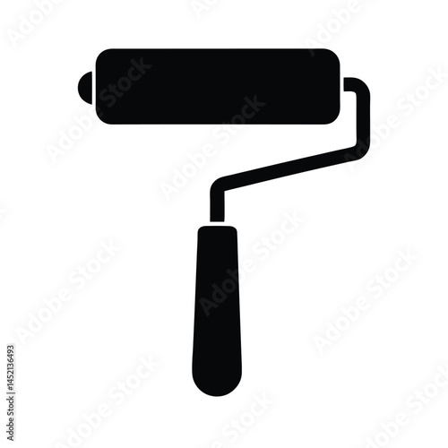 paint roller stencil icon silhouette vector illustration