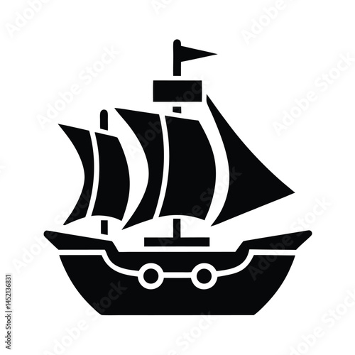 pirate ship stencil icon silhouette vector illustration
