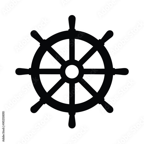 ship wheel helm stencil icon silhouette vector illustration