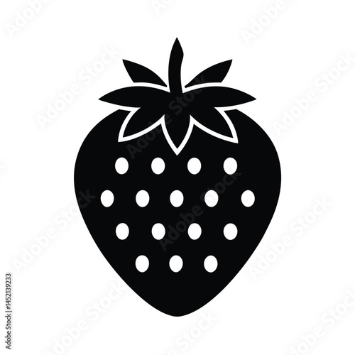 strawberry fruit stencil icon silhouette vector illustration