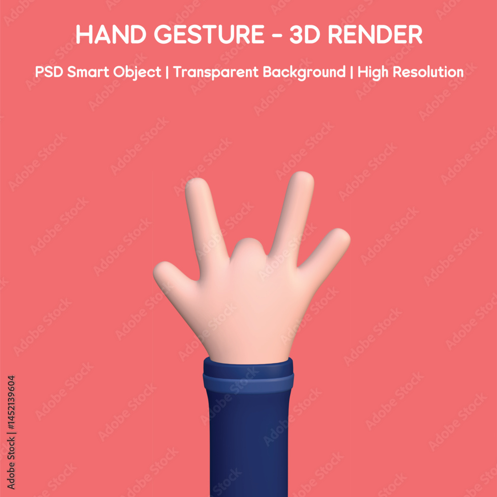 Fototapeta premium 3D Cartoon Hand Gesture - Rock On
