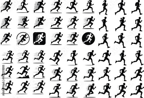 Running Men and Women Silhouette Set | Fitness & Jogging Icons Athlete Runner Silhouettes | Jogging & Sprinting Vector Set