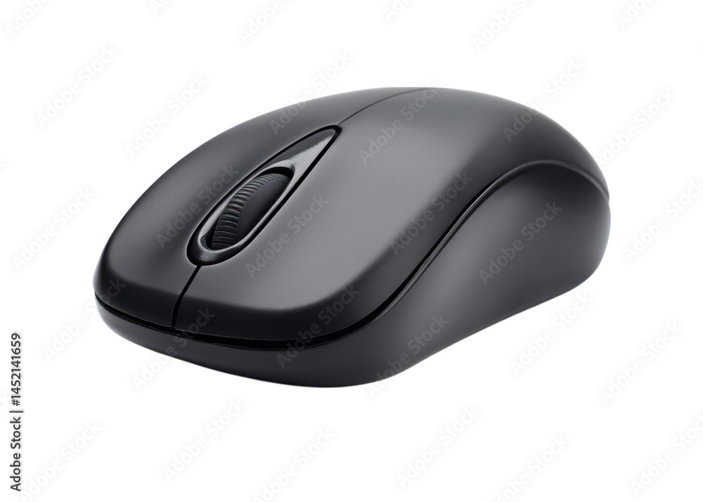 Black computer mouse isolated on transparent background, technology, computer, peripheral. Black computer mouse isolated on transparent background, technology, computer, peripheral.