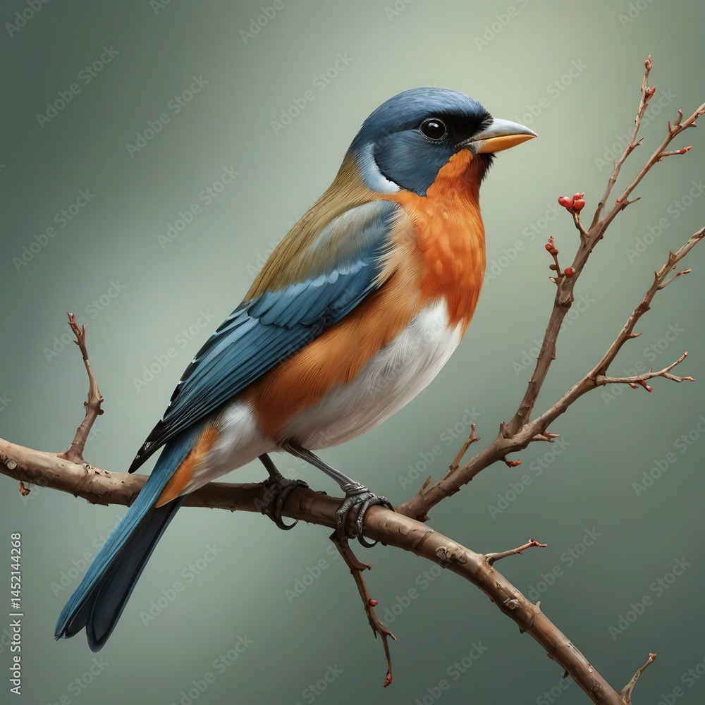A bird perched on a branch- AI generated A bird perched on a branch- AI generated