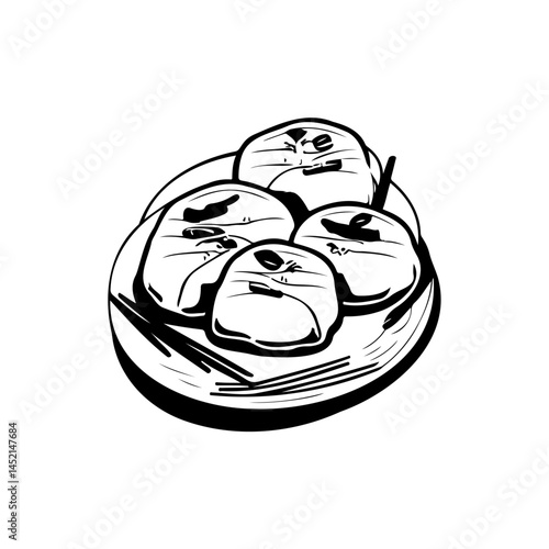 Minimalist depiction of dumpling arrangement showcasing culinary appeal and culture
