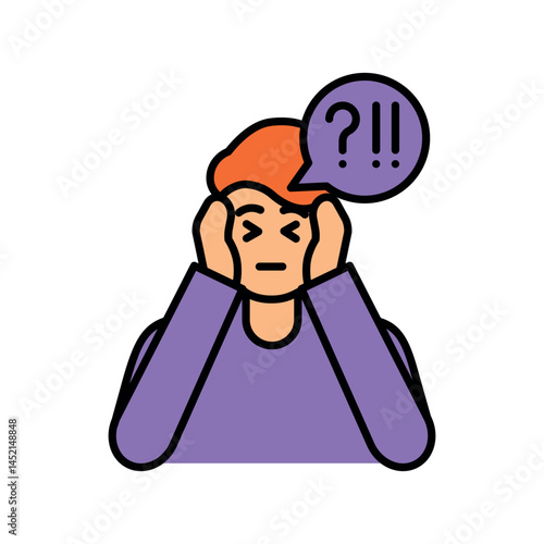 Anxiety emotion color line icon for digital and print projects.
