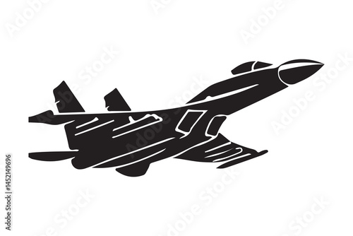 fighter jet silhouette art vector on white background