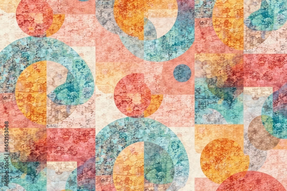 Naklejka premium Abstract geometric shapes repeat in calming neutral tones , interior, contemporary