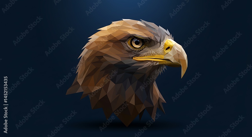 Fototapeta premium Majestic Eagle Head: Low-Poly Digital Art