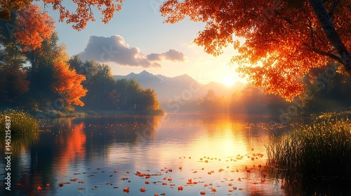 sunset over the river
