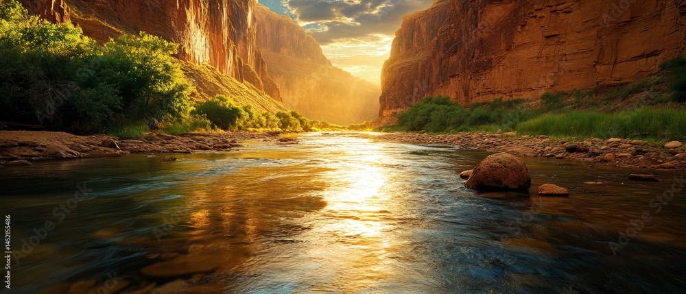A river with a sunset in the background
