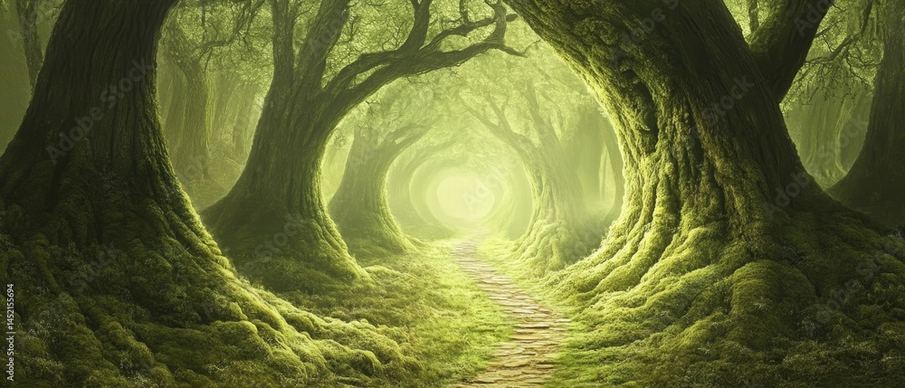 A forest with a path through it
