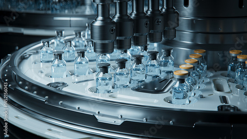 Pharmaceutical Bottling Process in a Modern Industrial Production Facility