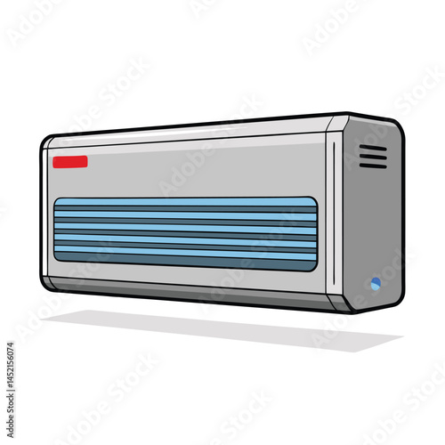 White air conditioner in vector style. Illustration about electric equipment in the house
