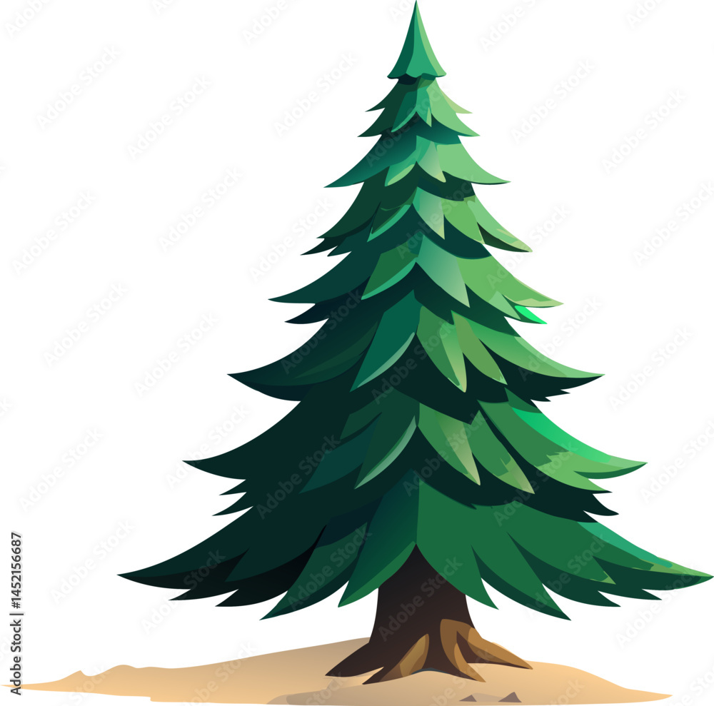A Norway Spruce (Picea abies), with dense, dark green needles and a classic conical shape, isolated on a white background. A Norway Spruce (Picea abies), with dense, dark green needles and a classic conical shape, isolated on a white background.