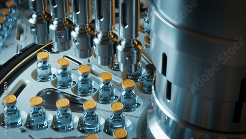 Pharmaceutical Bottling Process in a Modern Industrial Production Facility