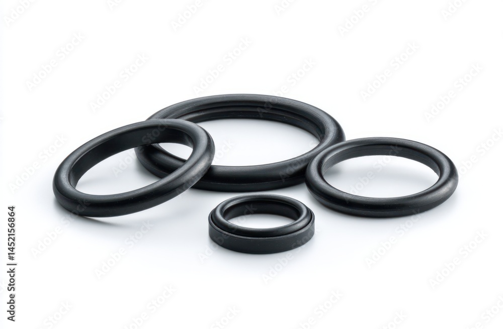 Naklejka premium Explore Circular Rubber Seals, Precision Parts, Material Strength, and Quality Gaskets for Engineering Uses