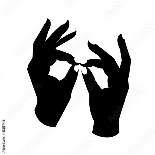 Hands Touching Fingertips Grounding Gesture Silhouette Vector
