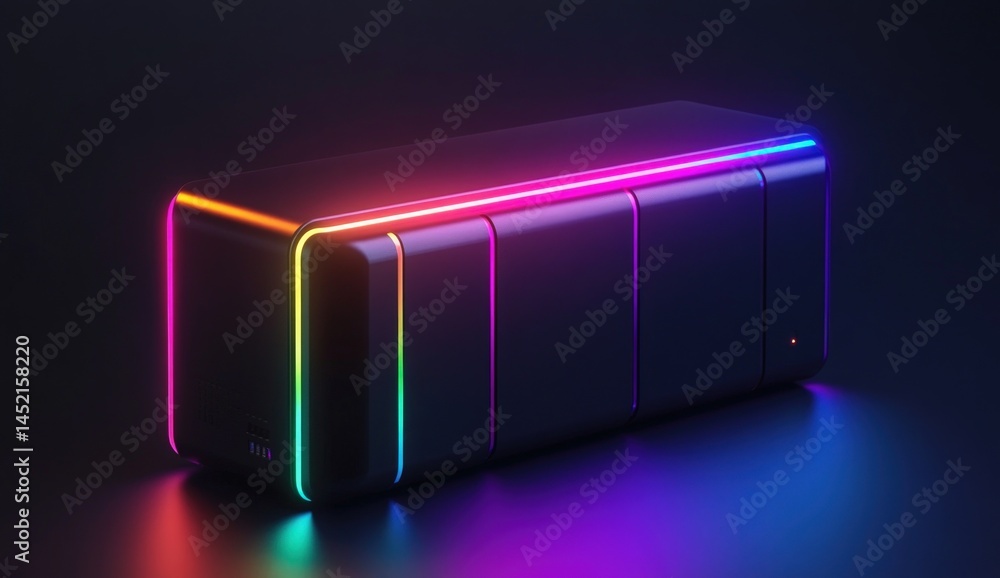 Futuristic, glowing, rectangular box Futuristic, glowing, rectangular box