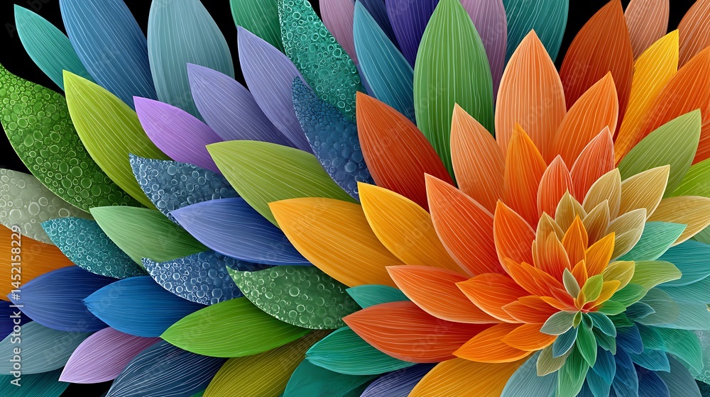 custom made wallpaper toronto digitalVibrant Rainbow Floral Design Abstract Colorful Petals Artistic Flower Illustration