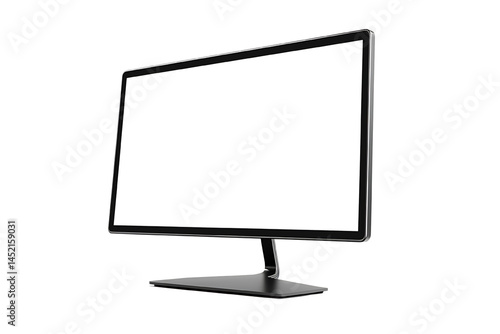 a computer monitor with a blank screen on a transparent background