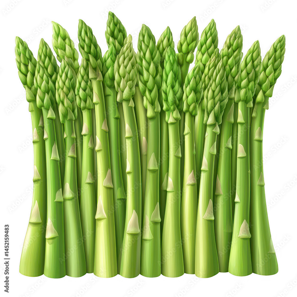 Fototapeta premium Vibrant green asparagus spears stand tall against black backdrop