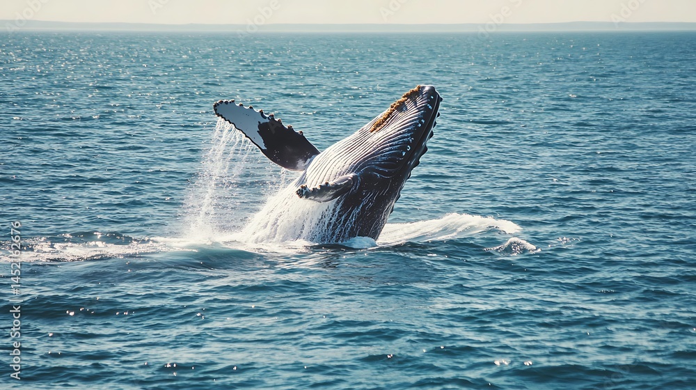 Fototapeta premium Majestic Humpback Whale Breaching in the Ocean