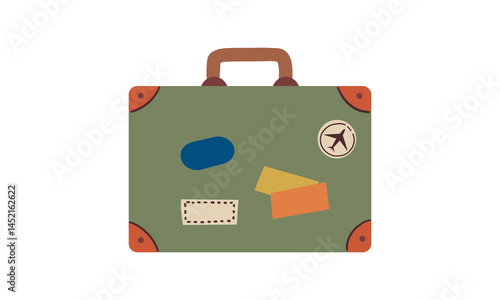 Suitcase for travel, summer holidays, vacation. Traveler's luggage. Tourist's suitcase. Vintage retro style.