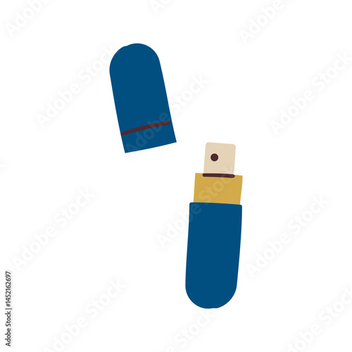 Perfume atomiser sampler vector icon isolated on white background . Travel perfume flat doodle style illustration , hand drawn .