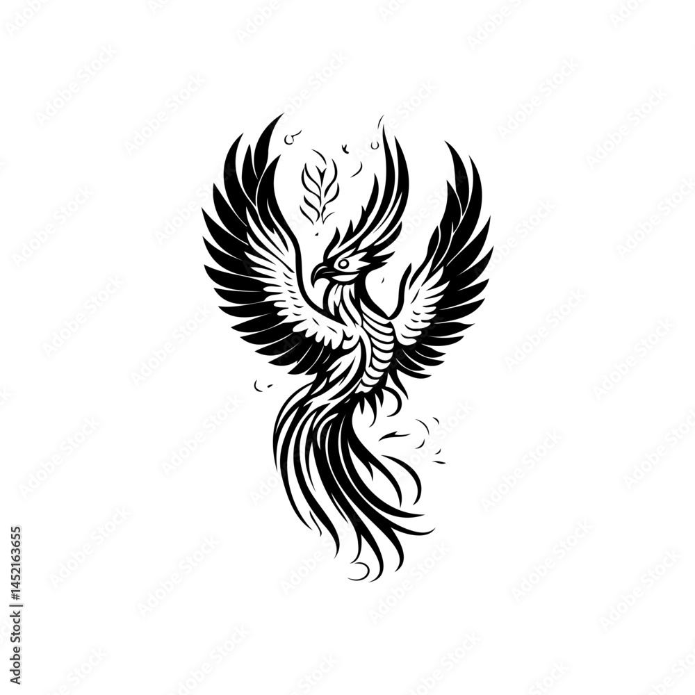 Obraz premium Phoenix rising: A stylized depiction of rebirth, transformation and soaring spirit