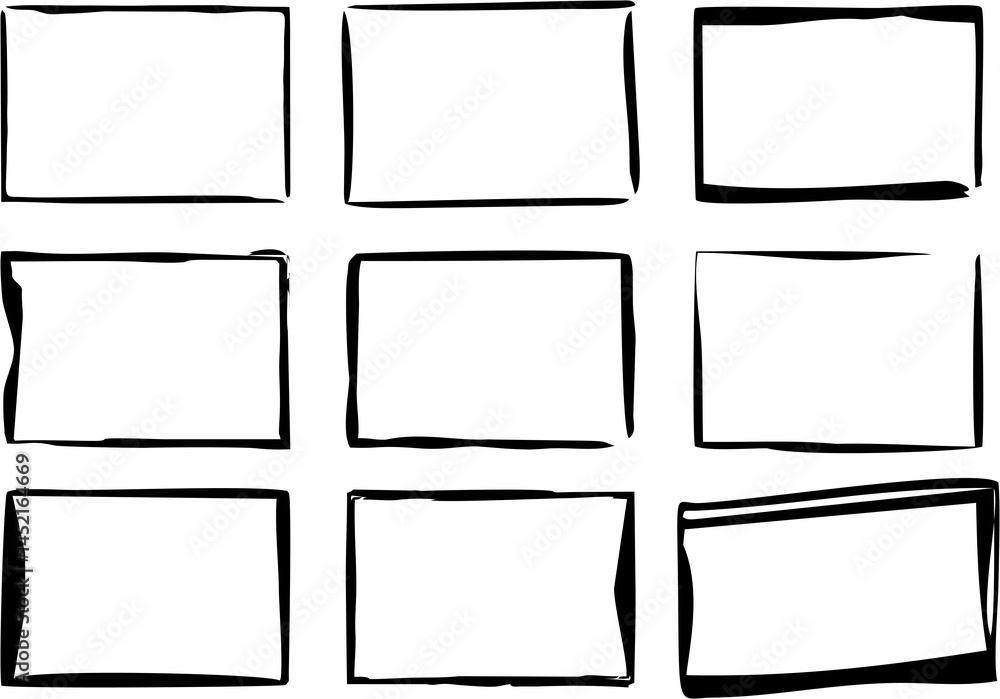 Outline frame in hand drawn style. Grunge empty frames set in sketch. Easy to use for poster or banner. Outline frame in hand drawn style. Grunge empty frames set in sketch. Easy to use for poster or banner.